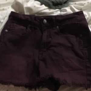 Red high waisted shorts